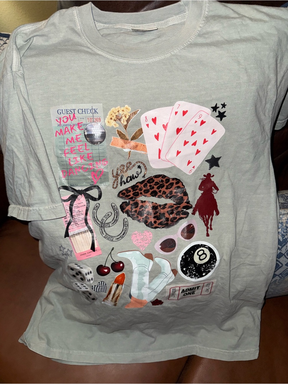 Comfort Colors Short Sleeve Tee with Pink & Red Graphic Motifs